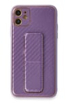 Mey İthalat®  iPhone 12 Kılıf Coco Karbon Standlı Kapak - Mor