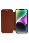Mey İthalat®  iPhone 12 Kılıf Dolpin Kapaklı - Kahverengi