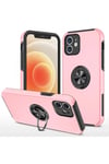 Mey İthalat®  iPhone 12 Kılıf Elit Yüzüklü Kapak - Pembe