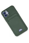 Mey İthalat®  iPhone 12 Kılıf Kelvin Kartvizitli Silikon - Koyu Yeşil