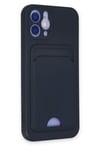 Mey İthalat®  iPhone 12 Kılıf Kelvin Kartvizitli Silikon - Lacivert