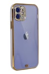 Mey İthalat®  iPhone 12 Kılıf Liva Taşlı Silikon - Mor