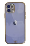 Mey İthalat®  iPhone 12 Kılıf Liva Taşlı Silikon - Mor