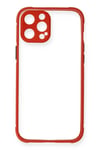 Mey İthalat®  iPhone 12 Kılıf Miami Şeffaf Silikon - Kırmızı