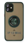 Mey İthalat®  iPhone 12 Kılıf Montreal Yüzüklü Silikon Kapak - Yeşil