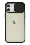 Mey İthalat®  iPhone 12 Kılıf Palm Buzlu Kamera Sürgülü Silikon - Siyah