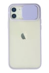 Mey İthalat®  iPhone 12 Kılıf Palm Buzlu Kamera Sürgülü Silikon - Lila