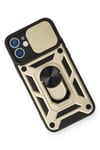 Mey İthalat®  iPhone 12 Kılıf Pars Lens Yüzüklü Silikon - Gold
