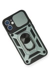 Mey İthalat®  iPhone 12 Kılıf Pars Lens Yüzüklü Silikon - Yeşil