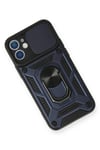 Mey İthalat®  iPhone 12 Kılıf Pars Lens Yüzüklü Silikon - Lacivert