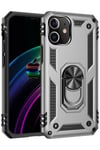 Mey İthalat®  iPhone 12 Kılıf Sofya Yüzüklü Silikon Kapak - Gümüş