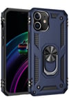 Mey İthalat®  iPhone 12 Kılıf Sofya Yüzüklü Silikon Kapak - Lacivert