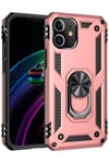 Mey İthalat®  iPhone 12 Kılıf Sofya Yüzüklü Silikon Kapak - Rose