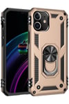 Mey İthalat®  iPhone 12 Kılıf Sofya Yüzüklü Silikon Kapak - Gold