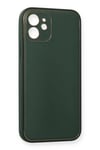 Mey İthalat®  iPhone 12 Mini Kılıf Coco Deri Silikon Kapak - Yeşil
