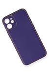 Mey İthalat®  iPhone 12 Mini Kılıf Coco Deri Silikon Kapak - Mor