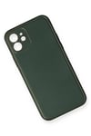 Mey İthalat®  iPhone 12 Mini Kılıf Coco Deri Silikon Kapak - Yeşil