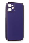 Mey İthalat®  iPhone 12 Mini Kılıf Coco Deri Silikon Kapak - Mor