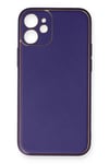 Mey İthalat®  iPhone 12 Mini Kılıf Coco Deri Silikon Kapak - Mor