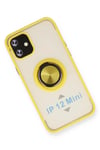 Mey İthalat®  iPhone 12 Mini Kılıf Montreal Yüzüklü Silikon Kapak - Sarı