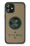 Mey İthalat®  iPhone 12 Mini Kılıf Montreal Yüzüklü Silikon Kapak - Yeşil