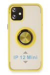 Mey İthalat®  iPhone 12 Mini Kılıf Montreal Yüzüklü Silikon Kapak - Sarı
