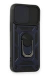 Mey İthalat®  iPhone 12 Mini Kılıf Pars Lens Yüzüklü Silikon - Lacivert
