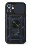 Mey İthalat®  iPhone 12 Mini Kılıf Pars Lens Yüzüklü Silikon - Lacivert