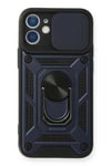 Mey İthalat®  iPhone 12 Mini Kılıf Pars Lens Yüzüklü Silikon - Lacivert