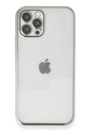 Mey İthalat®  iPhone 12 Pro Kılıf  Lensli Silikon - Gümüş