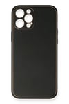 Mey İthalat®  iPhone 12 Pro Kılıf Coco Deri Silikon Kapak - Siyah