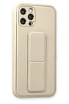 Mey İthalat®  iPhone 12 Pro Kılıf Coco Deri Standlı Kapak - Beyaz