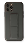 Mey İthalat®  iPhone 12 Pro Kılıf Coco Deri Standlı Kapak - Füme