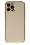 Mey İthalat®  iPhone 12 Pro Kılıf Coco Deri Silikon Kapak - Gold