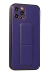 Mey İthalat®  iPhone 12 Pro Kılıf Coco Deri Standlı Kapak - Mor