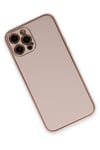 Mey İthalat®  iPhone 12 Pro Kılıf Coco Deri Silikon Kapak - Pudra