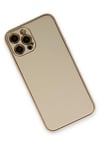 Mey İthalat®  iPhone 12 Pro Kılıf Coco Deri Silikon Kapak - Gold