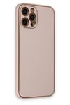 Mey İthalat®  iPhone 12 Pro Kılıf Coco Deri Silikon Kapak - Pudra
