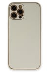 Mey İthalat®  iPhone 12 Pro Kılıf Coco Deri Silikon Kapak - Beyaz