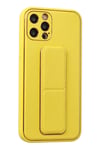 Mey İthalat®  iPhone 12 Pro Kılıf Coco Deri Standlı Kapak - Sarı