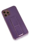 Mey İthalat®  iPhone 12 Pro Kılıf Coco Karbon Standlı Kapak - Mor