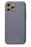 Mey İthalat®  iPhone 12 Pro Kılıf Coco Karbon Silikon - Gri