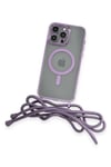 Mey İthalat®  iPhone 12 Pro Kılıf Divo Lazer Askılı Magsafe Kapak - Lila