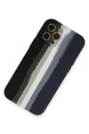 Mey İthalat®  iPhone 12 Pro Kılıf Ebruli Lansman Silikon - Siyah-Lacivert
