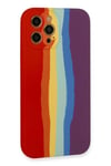 Mey İthalat®  iPhone 12 Pro Kılıf Ebruli Lansman Silikon - Kırmızı-Mor