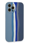 Mey İthalat®  iPhone 12 Pro Kılıf Ebruli Lansman Silikon - Mavi-Gri