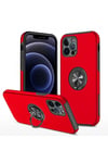 Mey İthalat®  iPhone 12 Pro Kılıf Elit Yüzüklü Kapak - Kırmızı