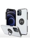 Mey İthalat®  iPhone 12 Pro Kılıf Elit Yüzüklü Kapak - Gümüş