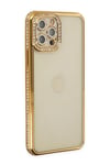 Mey İthalat®  iPhone 12 Pro Kılıf Joke Taşlı Silikon - Gold