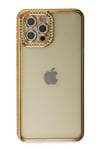 Mey İthalat®  iPhone 12 Pro Kılıf Joke Taşlı Silikon - Gold